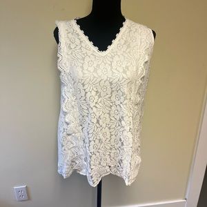 White Lace Blouse, Wear to work, Size large